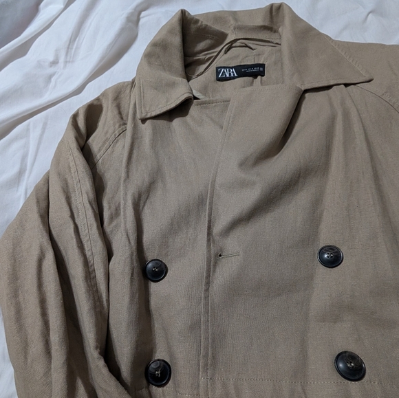 Zara CROPPED LINEN BLEND TRENCH - Picture 7 of 10